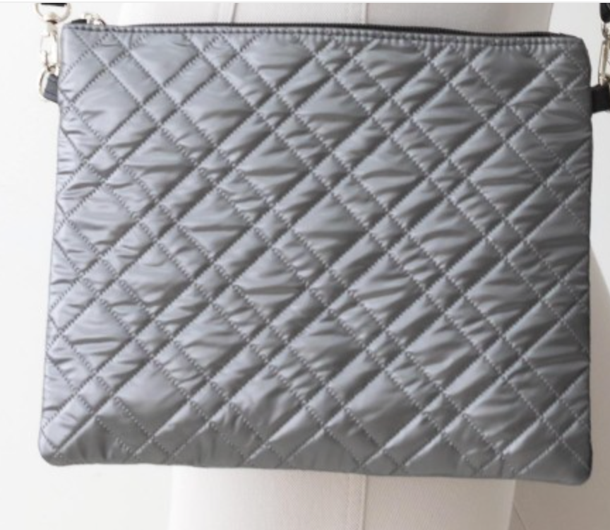 Quilt Pattern Cross Body Handbag-Hematite