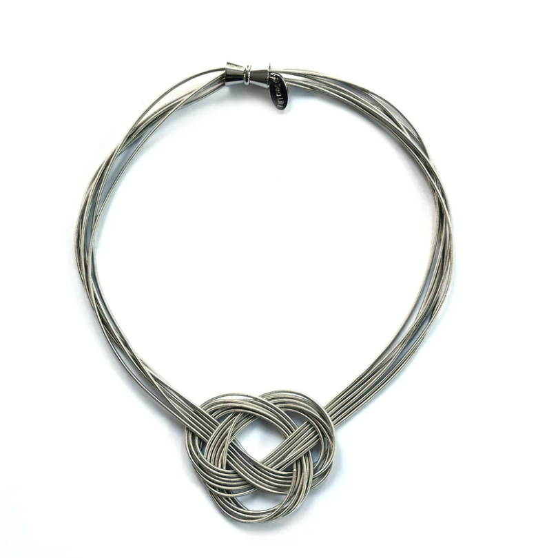 Sea Lily Silver Piano Wire Large Knot Necklace