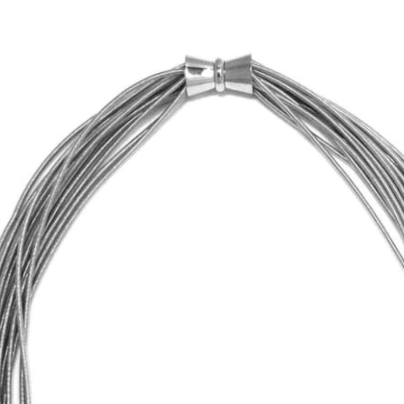 Silver Piano Wire Necklace with Silver Pearl