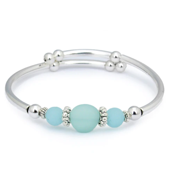 Sea Glass Wrap Bracelet-Seafoam