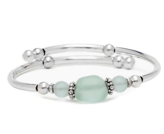 Sea Glass Wrap Bracelet-Light Green