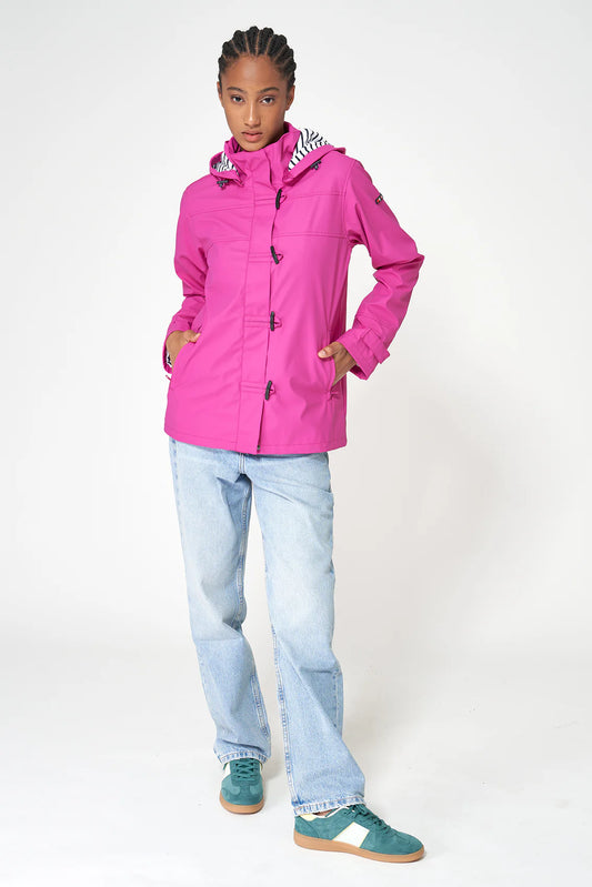 Batela Toggle Raincoat with Stripe Lining And Hood