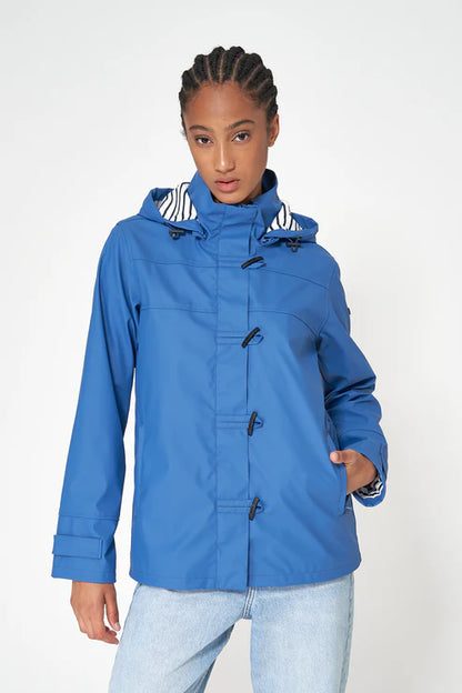 Batela Toggle Raincoat with Stripe Lining And Hood