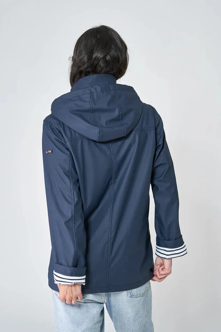 Batela Toggle Raincoat with Stripe Lining And Hood