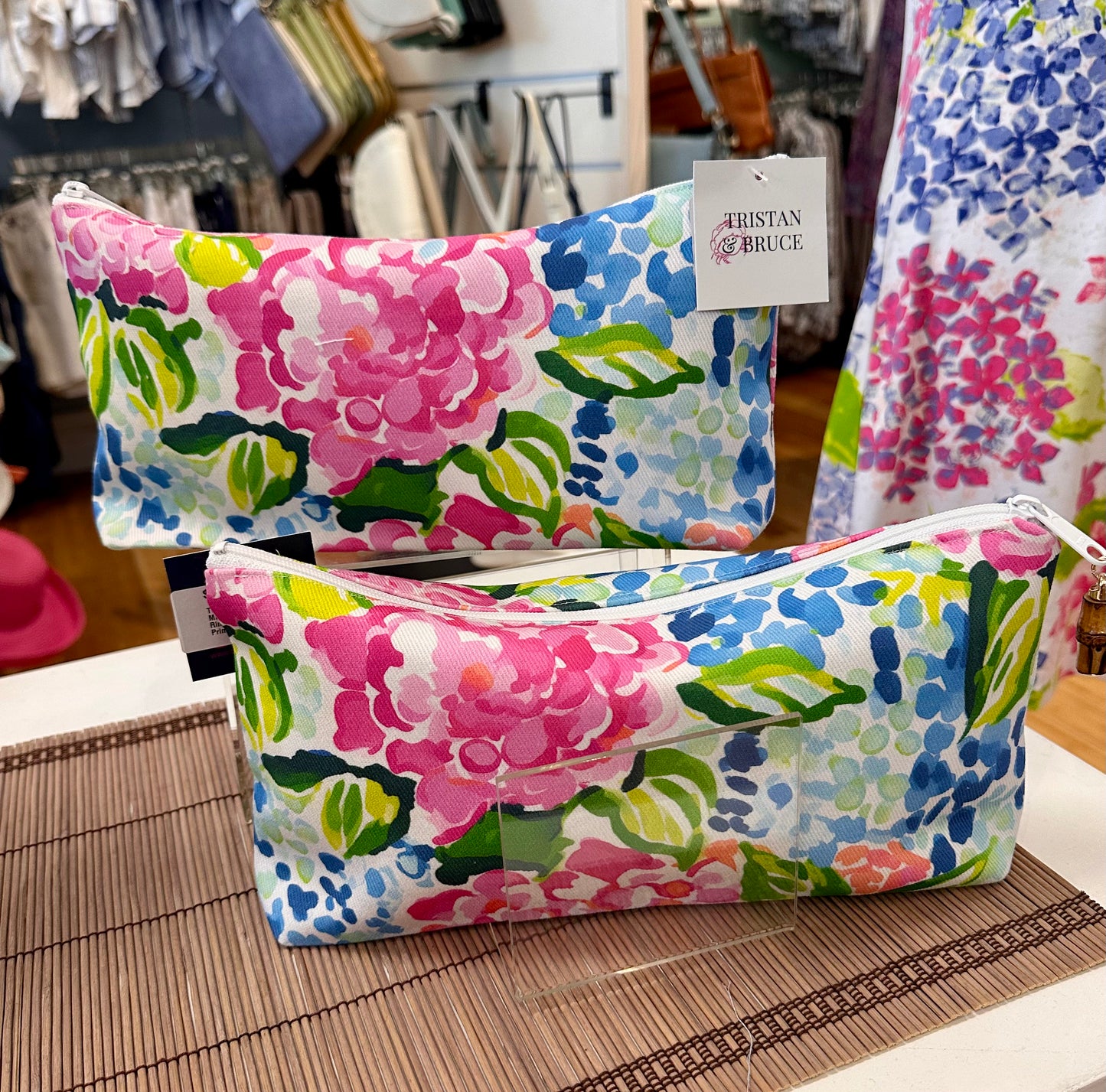 Tristan & Bruce, Margaret Fabric Hydrangea Print Zipper Pouch