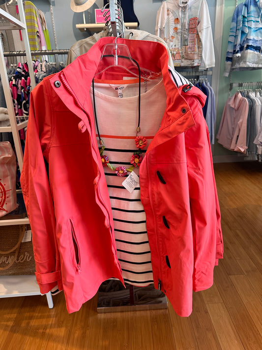 Batela Toggle Raincoat with Stripe Lining And Hood
