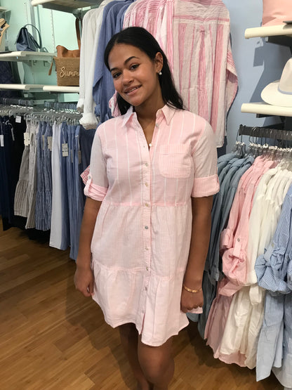 Dash Linen Chambray 3/4 Roll Tab Sleeve Dress