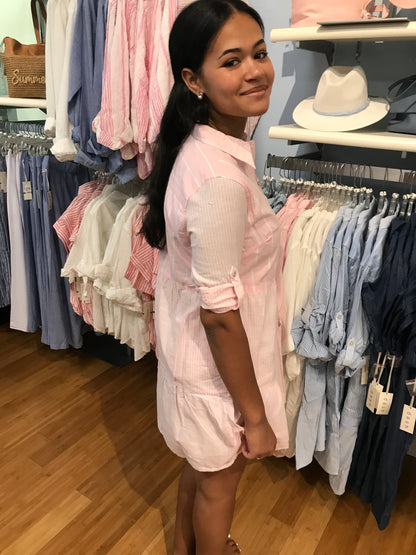 Dash Linen Chambray 3/4 Roll Tab Sleeve Dress