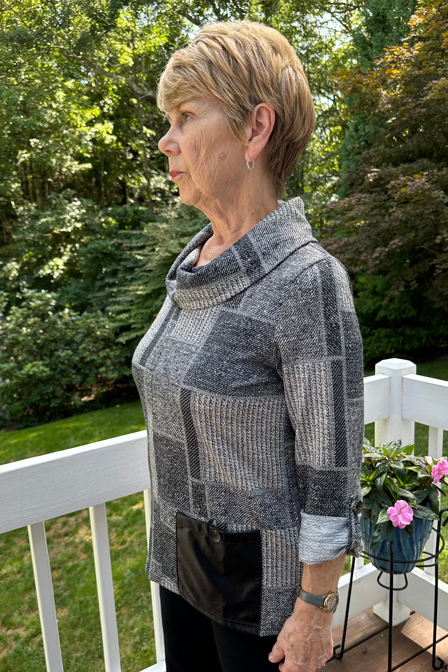 Papa Fashions Patchwork Knit Top