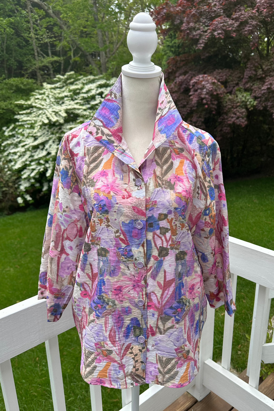 Shana Print Button Back Shirt
