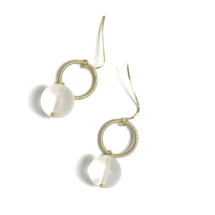 Sea Lily Gold Loop Earring with Frosted Bead