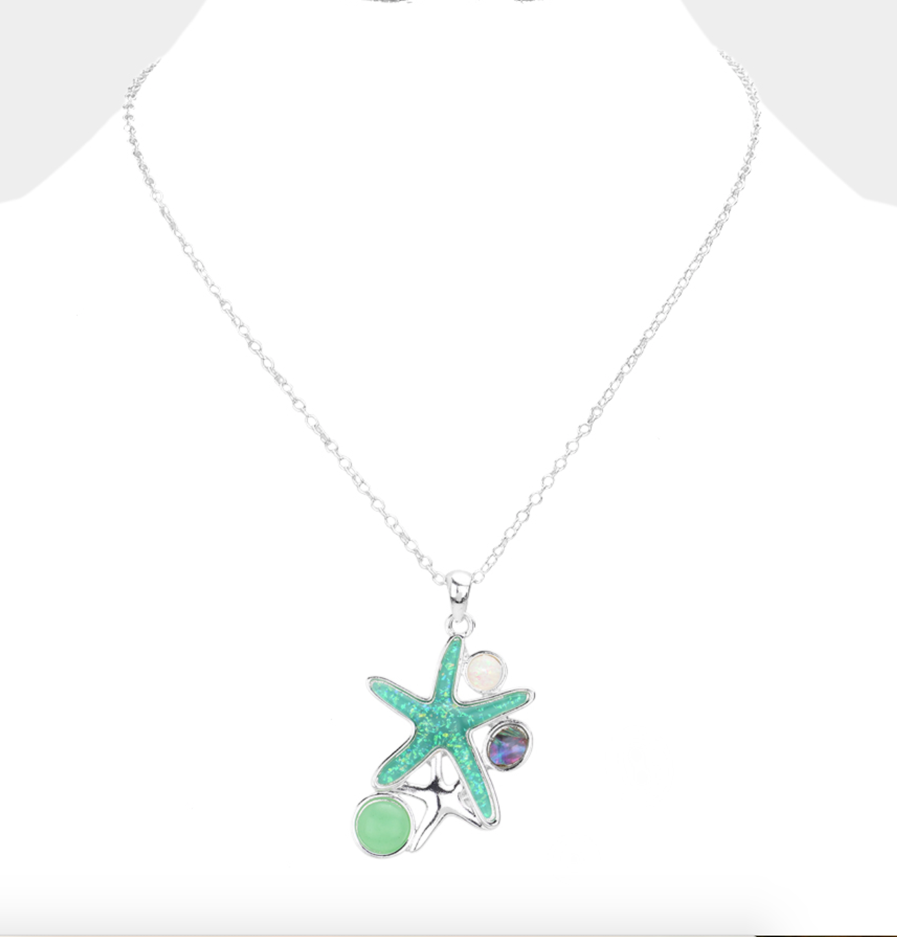 Glitter Starfish Pendant Necklace