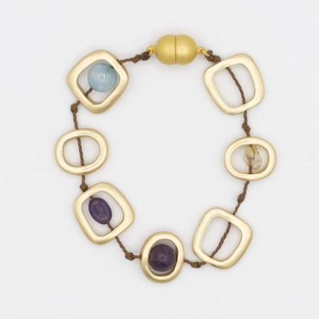 Sea Lily Matte Gold Tone Bracelet with Stones