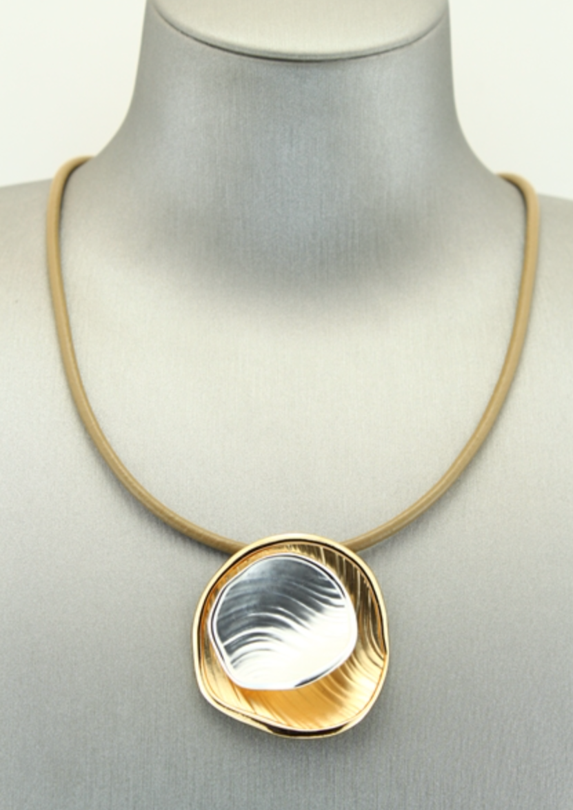 Two Tone Layered Circles Necklace