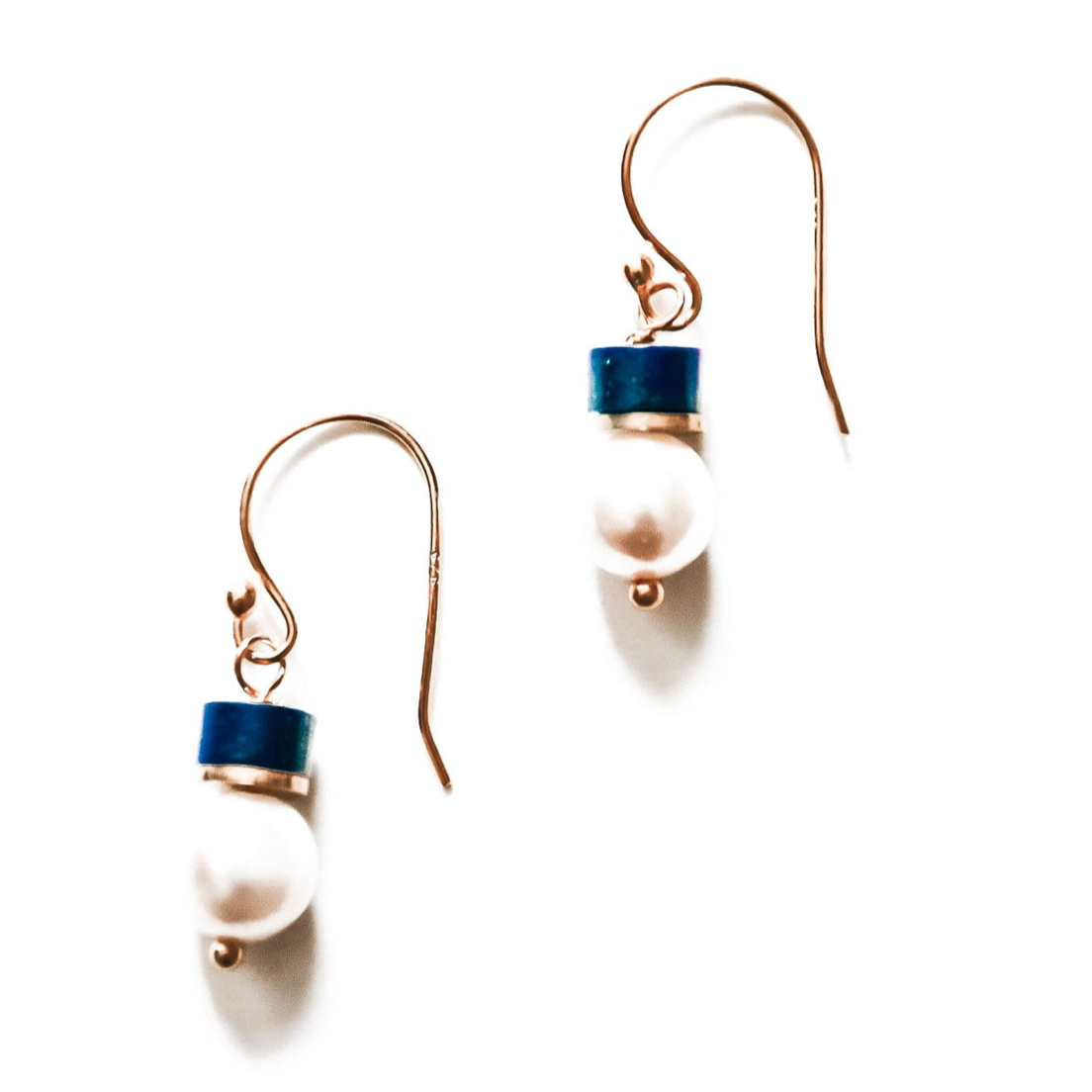 Sea Lily Lapis and Pearl Earrings
