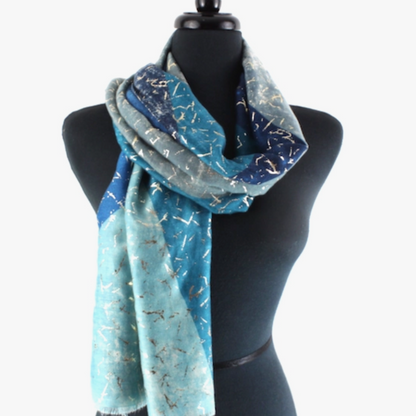 Golden Mosaic Scarf-Blue