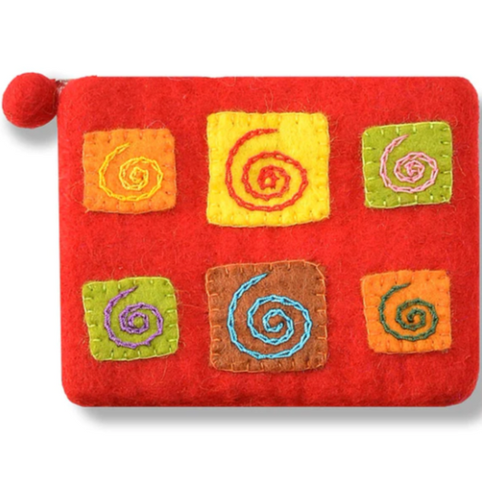 Handmade Red Felted Coin Purse-Restocked