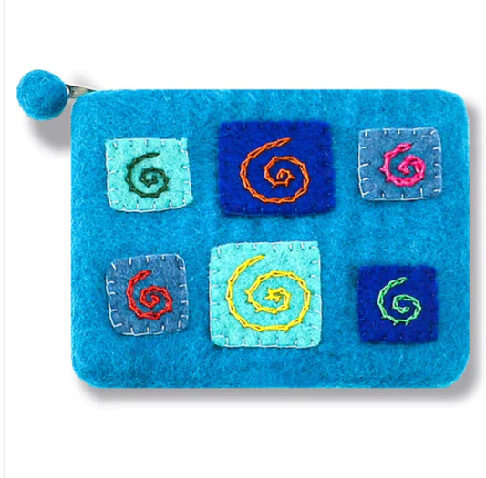 Handmade Turquoise Felted Coin Purse-Restocked