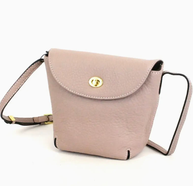 Leather Crossbody Bag-Pink