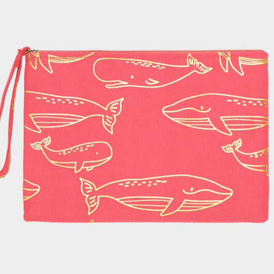 Whale Pouch Clutch-Coral