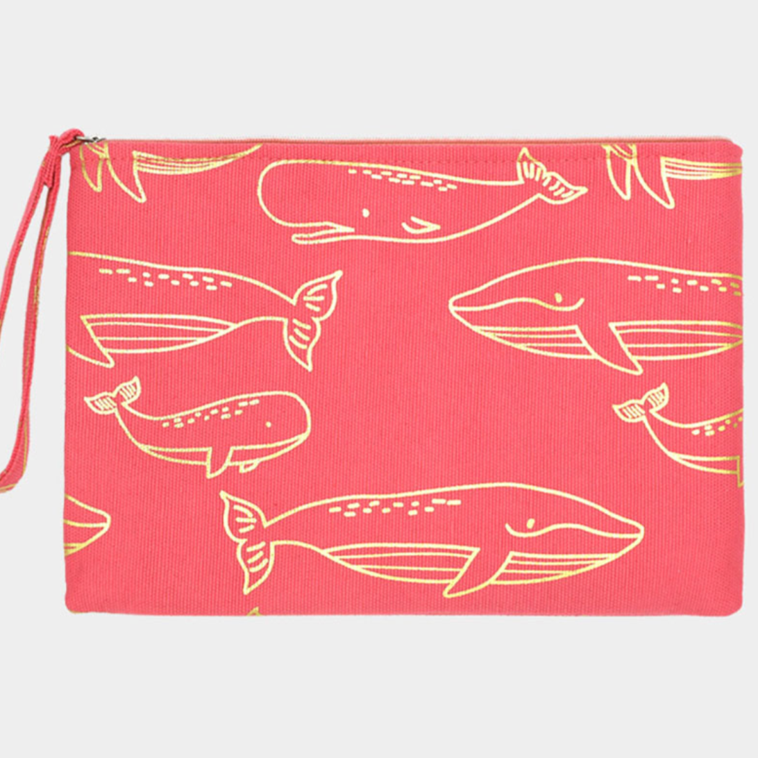 Whale Pouch Clutch-Coral