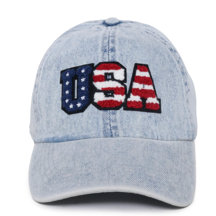 Chenille Patch USA Baseball Cap-50% OFF