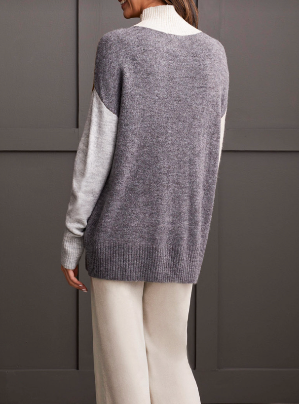 Tribal Mock Neck Color Block Sweater