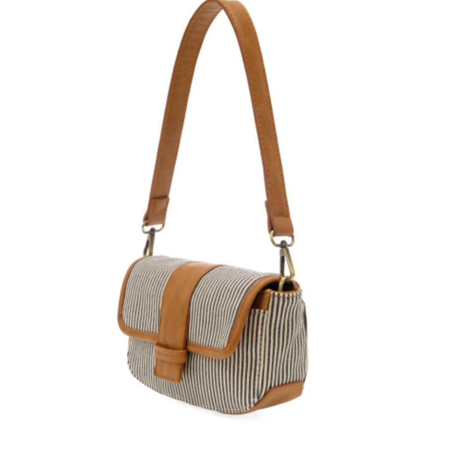 Denim Pinstripe Canvas Convertible Crossbody