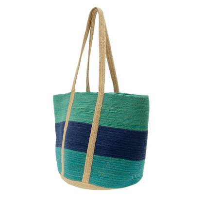 Colorblock Jute Tote