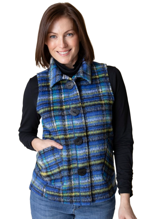 Habitat Tartan Angled Pocket Vest-NEW!