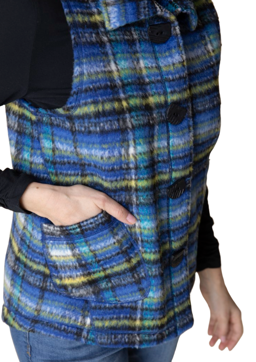 Habitat Tartan Angled Pocket Vest-NEW!