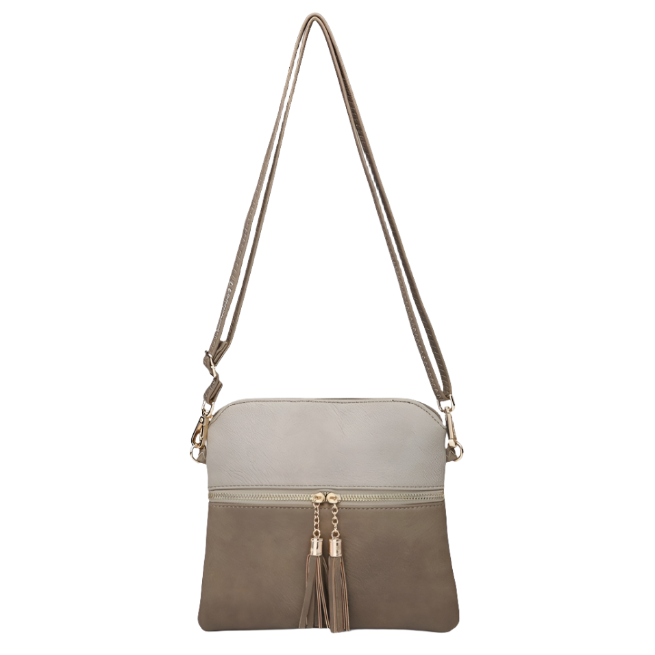 Tara Two Tone Crossbody Bag-Khaki/Light Khaki