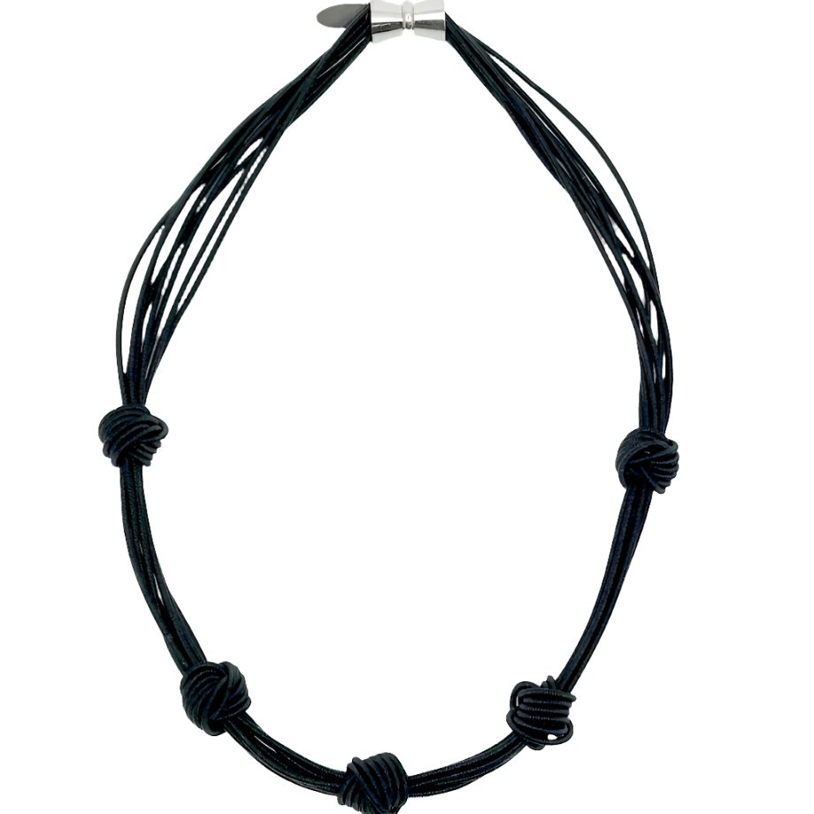 Sea Lily Black Piano Wire Knot Necklace