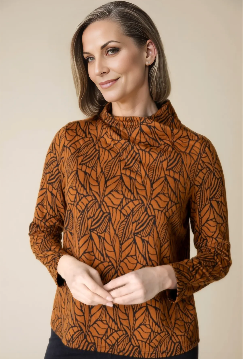 Habitat Falling Leaves Jacquard Wrap Neck Top