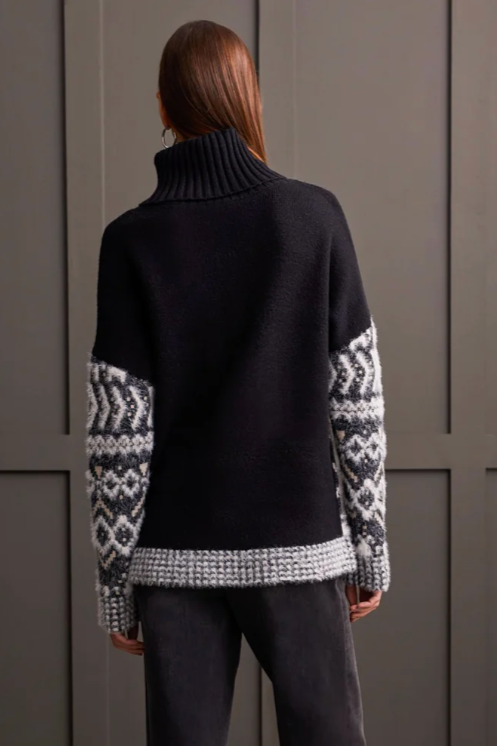 Tribal Turtleneck Intarsia Sweater-NEW!