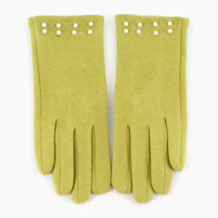 Faux Pearl Embellished Gloves