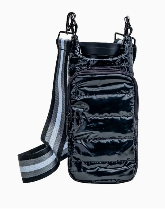 The Original WanderFull Hydrobag-Glossy Black With Stripe Strap