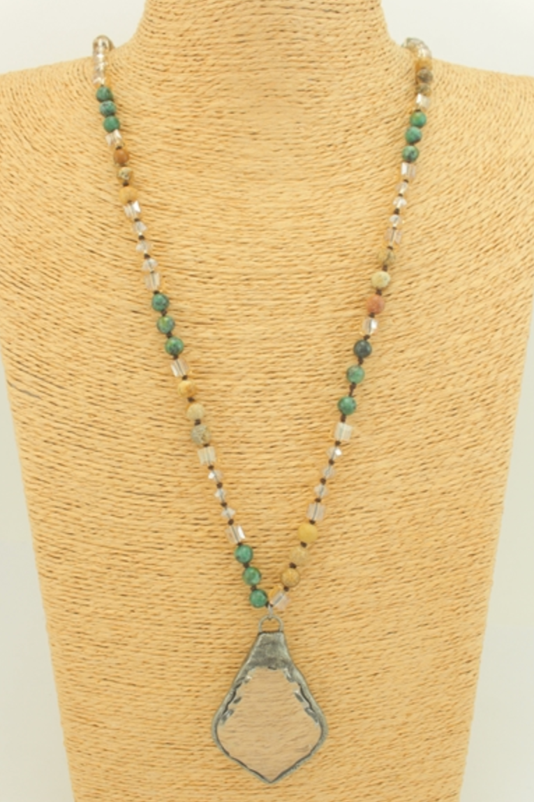 Long Stone Pendant Necklace