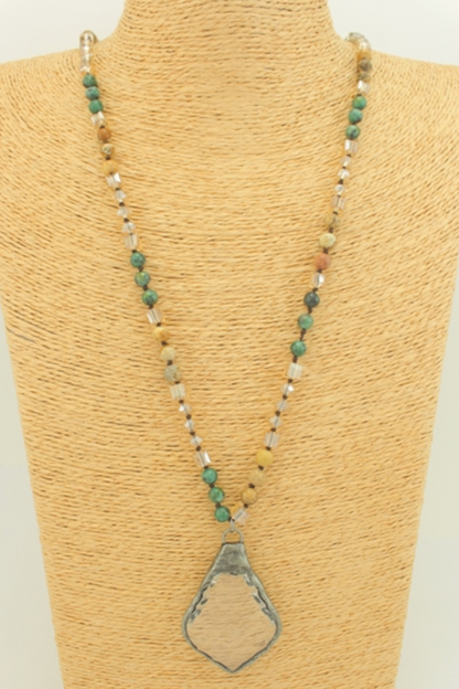 Long Stone Pendant Necklace