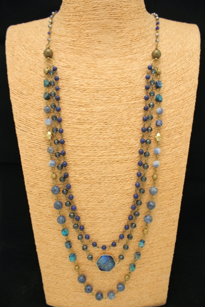 Long Layered 3 Way Stone Necklace