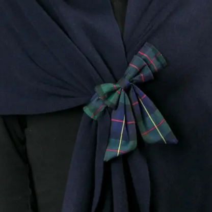 Plaid Bow Keyhole Wrap-Navy