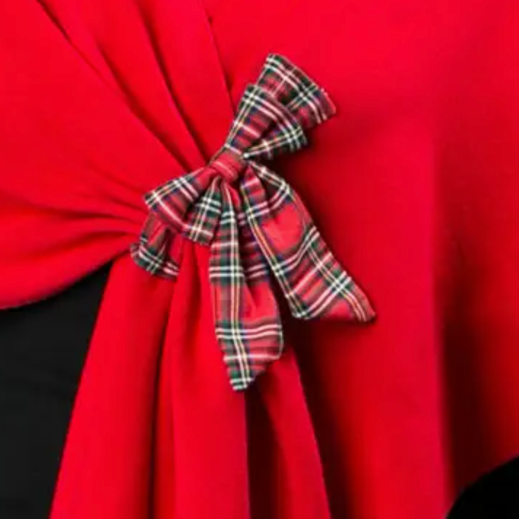 Plaid Bow Keyhole Wrap-Red