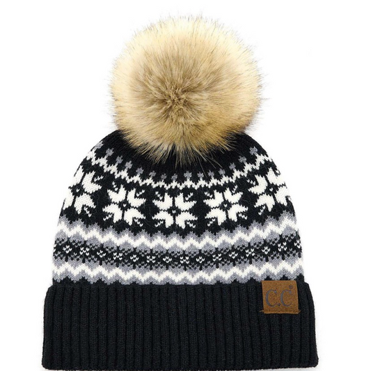 Nordic Fair Isle Hat-Black