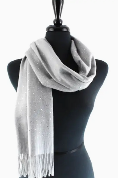 Mischa Rhinestone Embellished Scarf-Silver-RESTOCKED