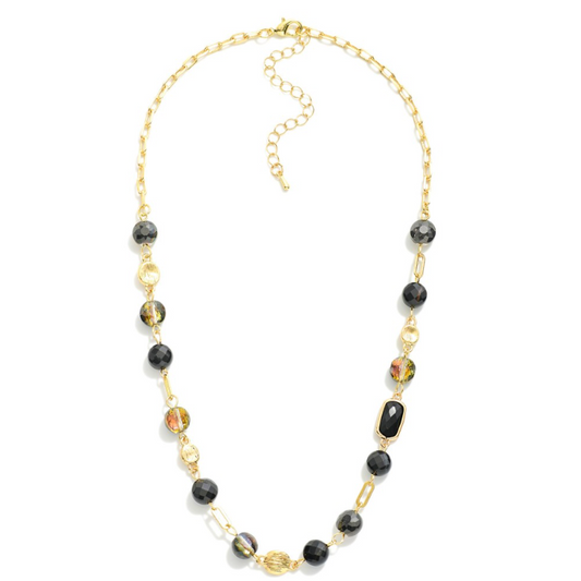 Beaded Chain Necklace-Black