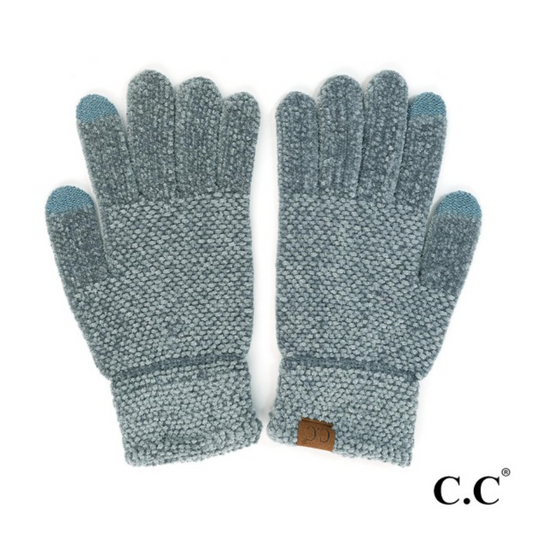 Chenille Gloves-Steel Blue