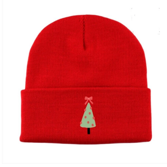 Embroidered Christmas Tree Beanie