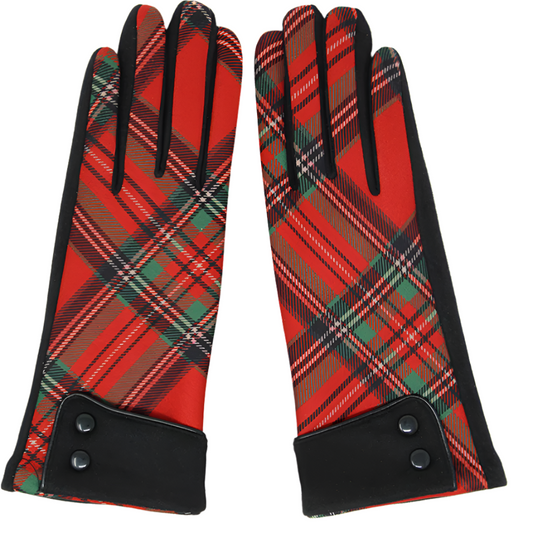 Classic Plaid Gloves-Red