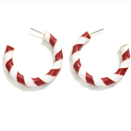 Spiral Candy Cane Holiday Earrings