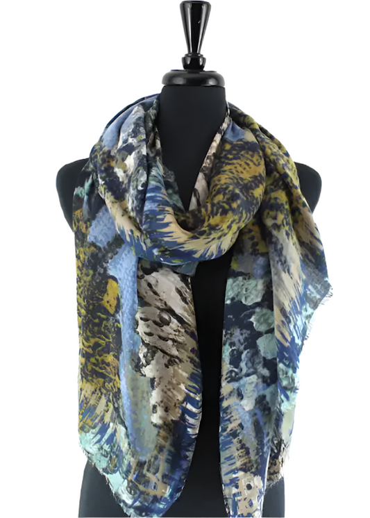 Blossom Gala Scarf-Blue